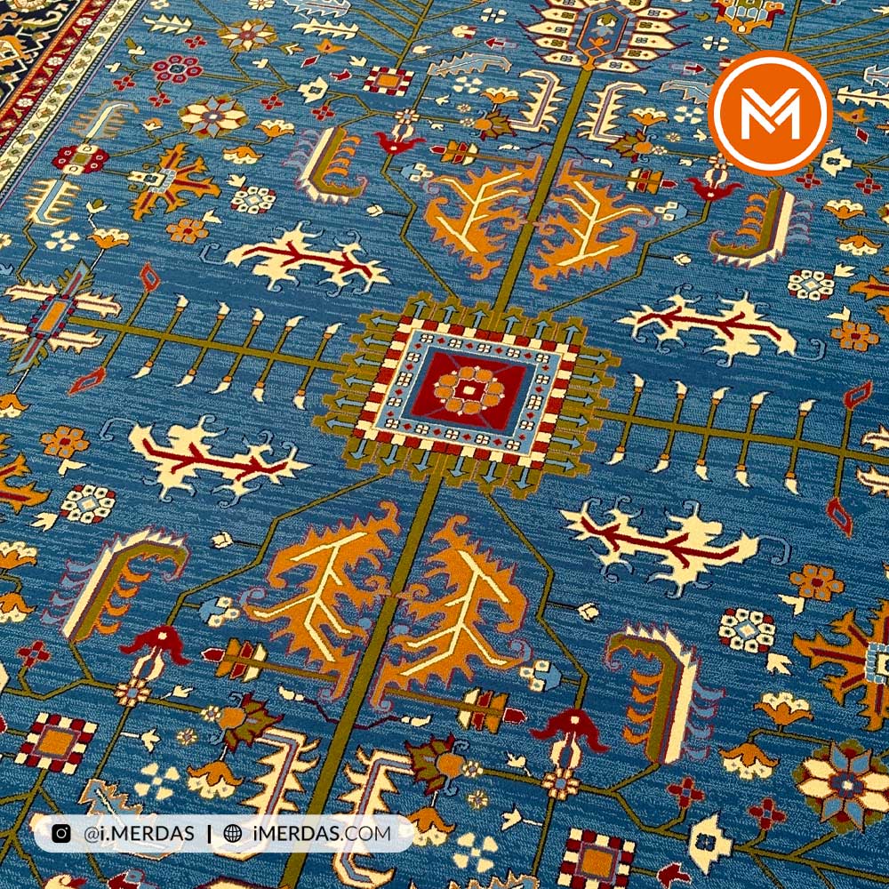 فرش گبه کد 125 قشقایی زمینه آبی نفتی